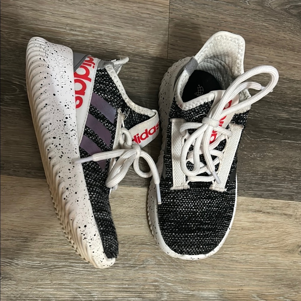 adidas Black and White Sneakers with Textured Knit Upper